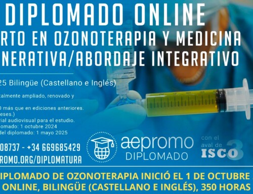 11º diplomado de Ozonoterapia inició el 1 de octubre 2024. Online, bilingüe (castellano e inglés), 350 horas